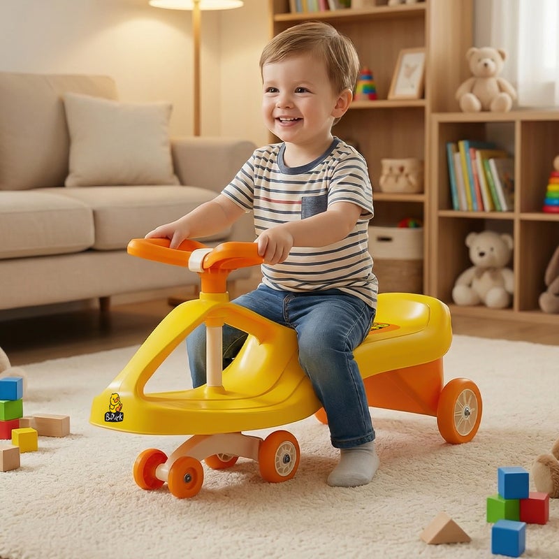 B.Duck - Ride-On Twist Car for Kids, 360° Steering, Indoor & Outdoor, Yellow, 3-8 Y - Image 2